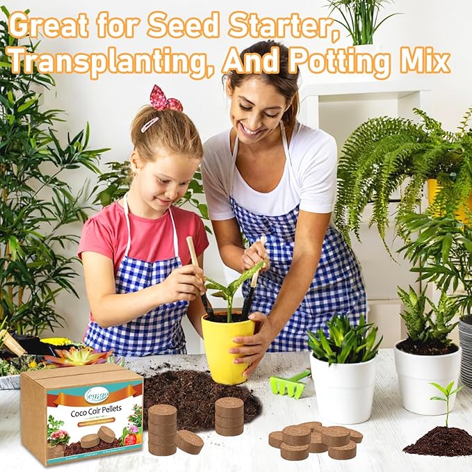 Legigo 200 PCS 50mm Coco Coir Pellets Potting Soil Mix- Compressed Coconut Coir Discs Seed Starting Soil Pellets, Coco Peat Soil Pods for Indoor & Outdoor Plants, Gardening Herbs Bonsai and Vegetables