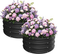 ZXZYHFTY Raised Garden Bed, 0.6 mm Galvanized Steel Round Planter Box with Open Bottom, Black, 2 x 2 x 1 FT, 2 Pack