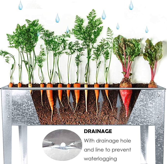 Galvanized Raised Garden Bed for Vegetables Elevated Planter Box with Legs Outdoor Patio Apartment Herb Container Metal