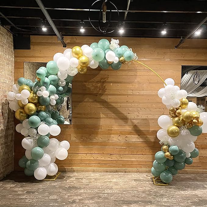 Wokceer 9.2 FT Large Circle Balloon Arch Stand Gold Metal Round Arch Backdrop Stand for Wedding Ceremony Birthday Party Bridal Shower Anniversary Background Decoration