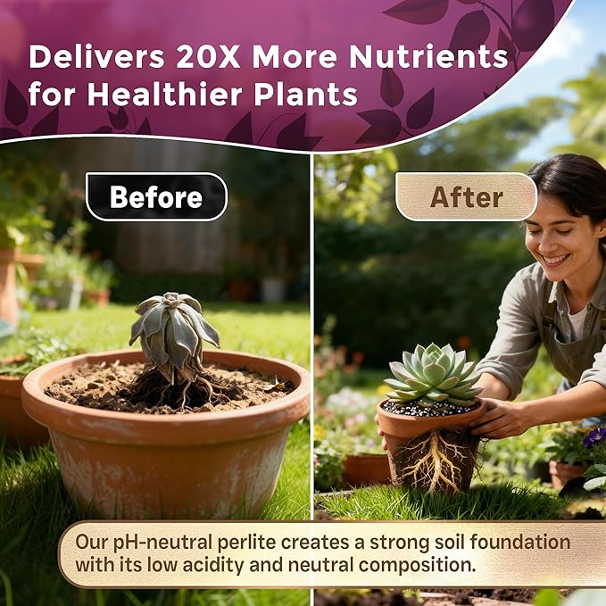 Professional Perlite | Large 2.2 Quarts | Medium Grade for Container and Garden Plants | pH Neutral Lightweight Soil Additive | Made in USA