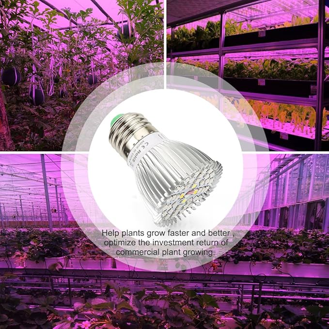 Esbaybulbs 40W LED Grow Light Bulbs E26 4 Pack, Full Spectrum Grow Lamp Red Plant Light for Hydroponics Greenhouse Indoor Plants