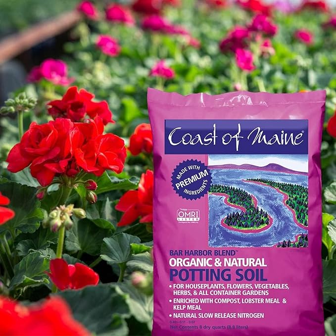 Coast of Maine Organic & Natural Bar Harbor Blend Potting Soil - Organic Soil w/Perlite for Enhanced Drainage & Aeration - for Flowers, Herbs & Veggies, Floral Baskets & Container Gardening (1CF)