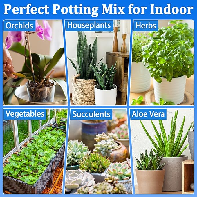 Halatool 3QT Indoor Potting Soil for Plants Orchid Potting Mix Garden Top Succulent Bonsai Soil for Aloe Vera Houseplants Flowers Vegetables & Herbs