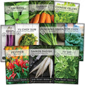 Sow Right Seeds - Asian Garden Seeds for Planting - Includes Basil, Celery, Bunching Onion, Yu Choy Sum, Eggplant, Pepper, Bok Choy, Tat SOI, Radish and Carrot - Non-GMO Heirloom Varieties
