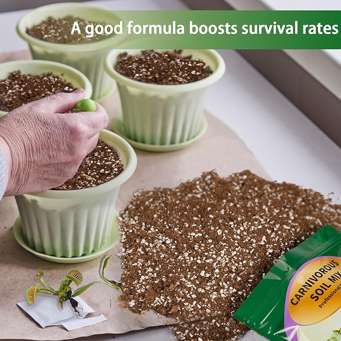 Carnivorous Plant Soil Mix 1qt, Pure Peat Moss and Perlite Mixture for Venus, Pitcher, Butterwort, Nepenthes, Sundew
