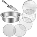 Soil Sieve Set Garden Soil Sifter Stainless Steel Mesh Sifter, 5 Sieve Set for Gardening with 8" Diameter 1/3/6/9/12mm Interchangeable Meshes, Includes Shovel for Potting, Planting