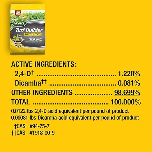Scotts Turf Builder Weed and Feed5 - Weed Killer Plus Lawn Fertilizer, Lawn Weed Killer, Controls Dandelion and Clover, Grass Fertilizer For Up To 4,000 sq. ft., 11.32 lb.