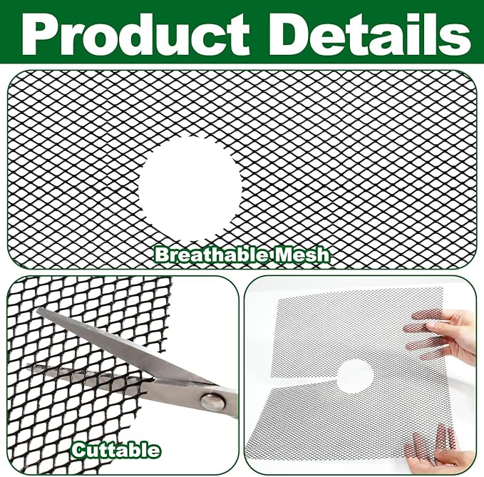 6Pcs Plant Pot Grids,11.8Inch Plant Pot Cover with 30 U-Shaped Nails, Cat Proof Protector for Potted Plants,Dig-Free Soil Cover & Flower Pot Grid Guard(Square)