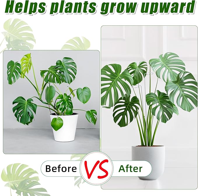 5 Pack Extendable Metal Plant Stakes, 7IN to 24.5IN Adjustable Monstera Plant Supports with Cable Tie Indoor Outdoor Plant Holder Sticks for Monstera Orchids Tomatoes Vines