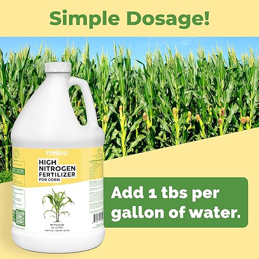 High Nitrogen Fertilizer for Corn – Liquid Plant Food for Strong Stalk Growth, Deep Green Leaves & Bigger Ear Development, 1 Gallon