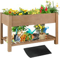 ketive Raised Garden Bed with Legs - Elevated Wooden Planter Box, Durable Fir Wood, Reinforced Frame with Drainage Holes, Liner, and Storage Shelf for Vegetables, Herbs, Flowers, 47" x 23" x 30"