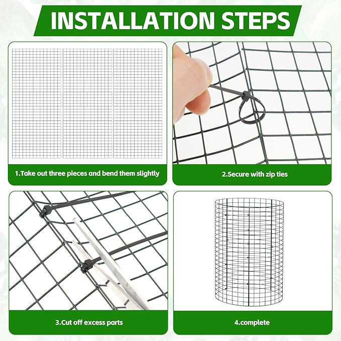 9 Packs 24"x 12" Large Wire Plant Protectors Cages to Keep Animals Out,3 Pcs Mesh Plant Cage Chicken Wire Cloche with Ground Stakes Nylon Ties Protect Plants,Shrubs,Vegetables,Garden Cloche(Set of 3)