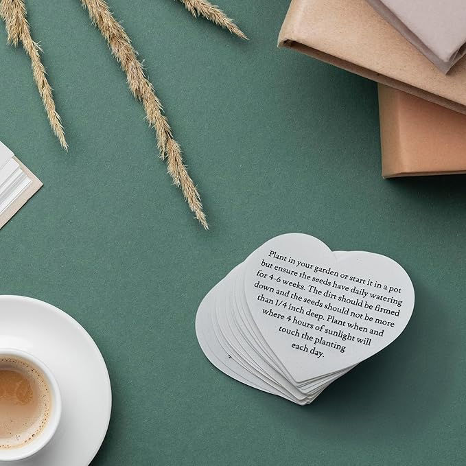 Seed Bloom 50 Set of Heart Planting Guide with Glassine Envelopes – Perfect for Seed Paper Products, Wedding Favors, and Gift Sets