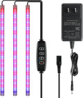 iPower 40W Full Spectrum LED Plant Grow Light Strips for Indoor Plants with Auto ON/Off 3/9/12H Timer, 10 Dimmable Levels 48 LEDs Per Tude, for Hydroponics Succulent, 3 Tubes, Red&Blue