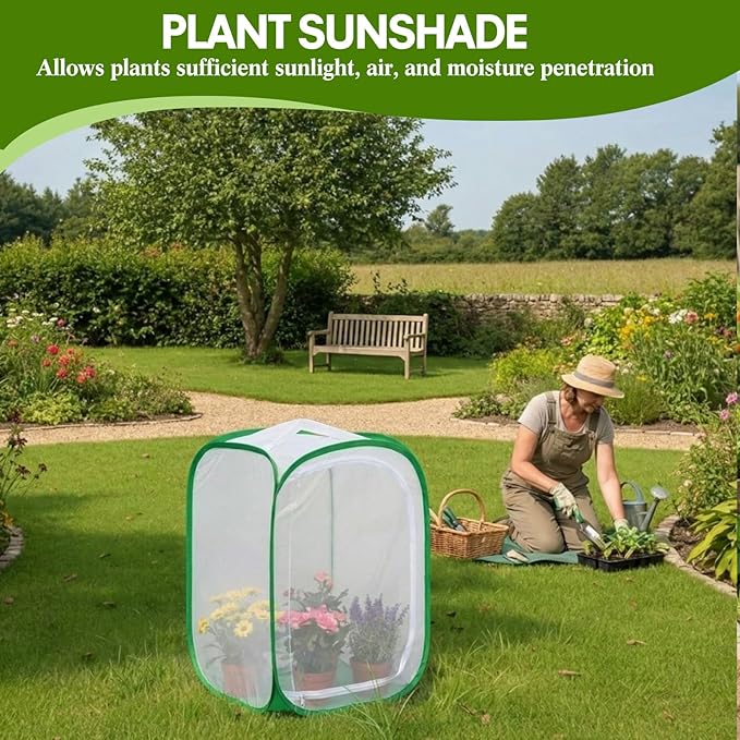 2 Pack Mesh Plant Covers 15.7 x 15.7 x 23.6 Inch Tomato Crop Netting Cage Garden Tents for Plant Protection from Insects Animals Outdoor Tall Crop Cage for Fruit, Vegetables, Flowers and Herbs