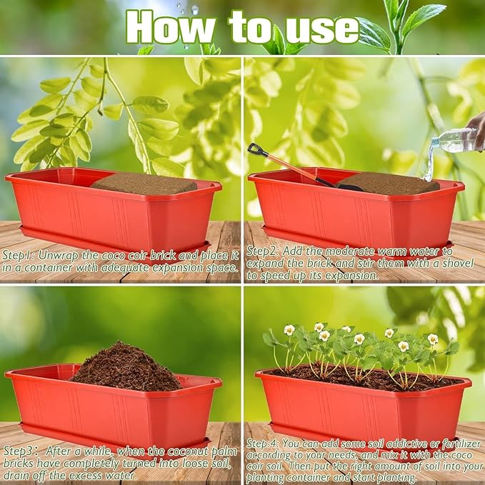 Halatool 6 Pcs Organic Coconut Coir Bricks for Plants, Compressed Coco Coir Brick Coconut Fiber Substrate with Low EC & pH Balance, High Expansion Coco Peat Seed Starter Garden Soil for Planting