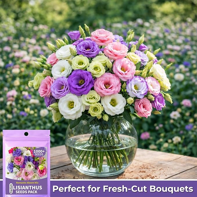 1000+ Lisianthus Seeds for Planting - Mixed Color Perennial Eustoma Grandiflorum Seeds for 2026, Wildflower Thornless Rose Flowers Seed for Planting, Non-GMO, Garden, Indoor Blooms,