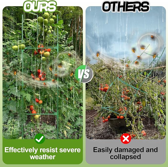 Upgraded Stable Tomato Cages - Durable Tomato Plant Stakes Trellis for Garden, Easy to Assemble, Up to 45Inch, Adjustable Tomato Plant Support for Vertical Climbing Plants Vegetable Flower, 3Pack