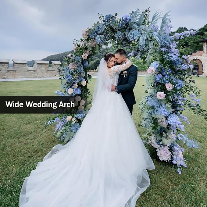 7.9 Ft H x 4.6 Ft W Metal Garden Arbor, Outdoor Wedding Arches for Ceremony, Assemble Easily, Black Garden Wide Arch Trellis for Climbing Plant Party Decoration
