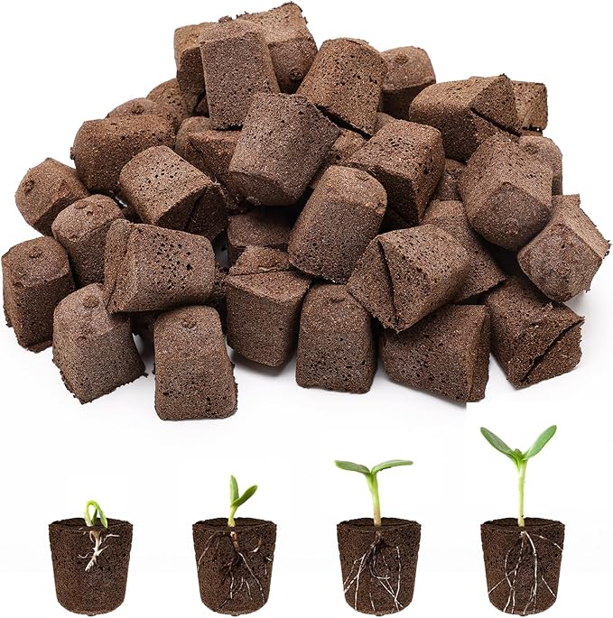 50 Pcs Square Hydroponics Pods, Seed Starter Sponge Pods for Seed Starter Plugs Grow Sponges for Indoor Outdoor Gardening