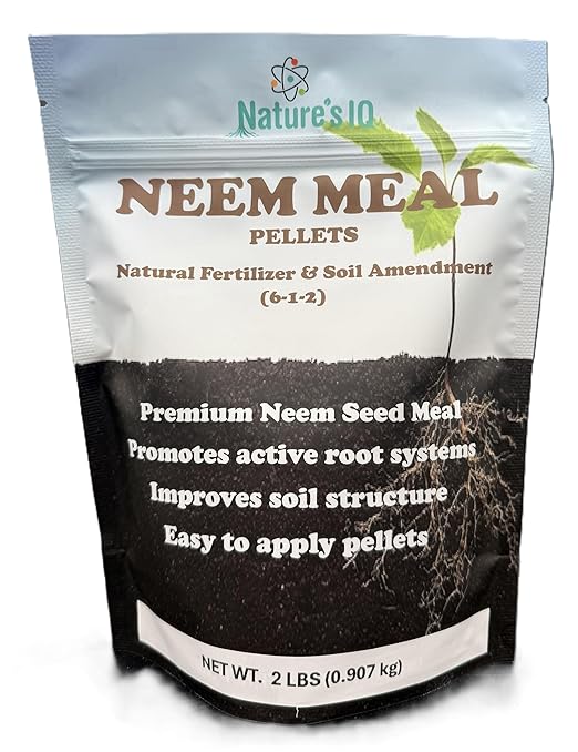 Nature's IQ NEEM Meal pellets. 2LBS. Natural Fertilizer/Soil Ammendment. Improves Soil Structure & Promotes Active Root Systems. Easy to Apply pellets in resealable Bag.