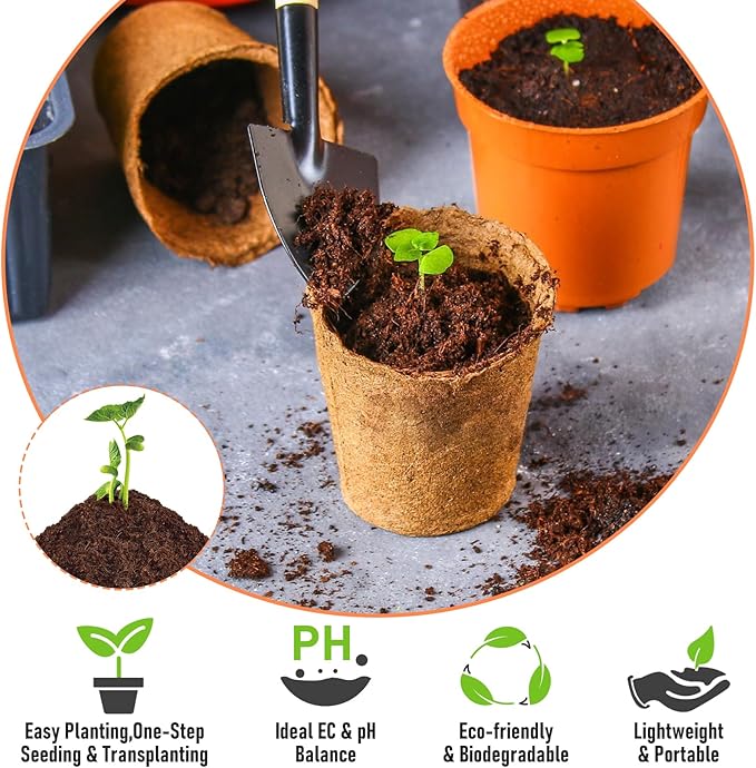 Riare 100 Pcs 50mm Organic Coco Coir Seed Starter Soil, Compressed Coconut Coir Potting Soil Mix for Seed Starting, Coconut Fiber Pellet for Planting Indoor & Outdoor Plants, Vegetables, Garden