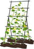Garden Trellis for Climbing Plants, 6ft Cucumber Trellis for Raised Bed, Pea Grape Vine Tomato Trellis Cattle Panel A Frame Vegetable Plant Support Outdoor for Backyard, Black