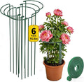 AMAGABELI GARDEN & HOME 6 Pack Plant Support Stakes Metal Peony Cage Heavy Duty Half Round Garden Support Structures Plant Cage with Ties for Indoor Flower Tomato Hydrangea Monstera (10" W x 15.8" H)