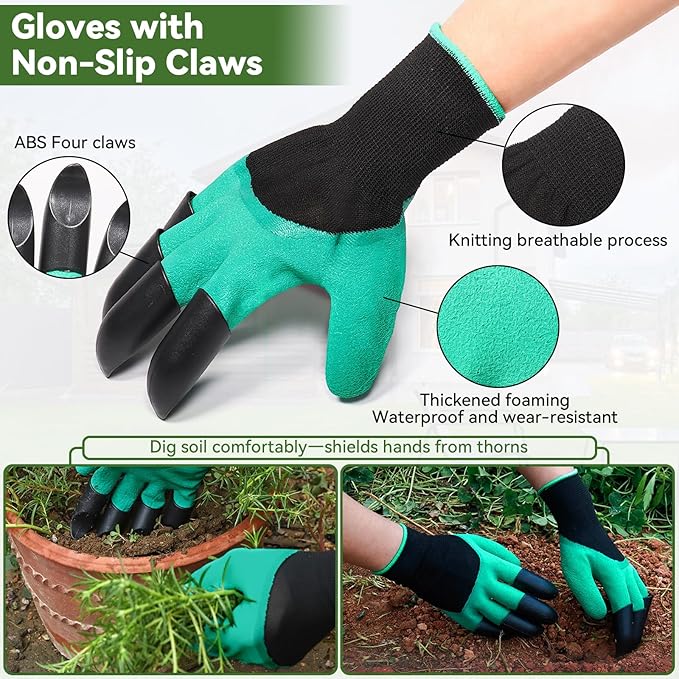 Hand Weeder Tool Set, Portable Garden Weeder Puller for Lawn & Garden with 4-Claw Digger, Crack Weeder and Ergonomic Rubber Handle Manual（3 Pcs）