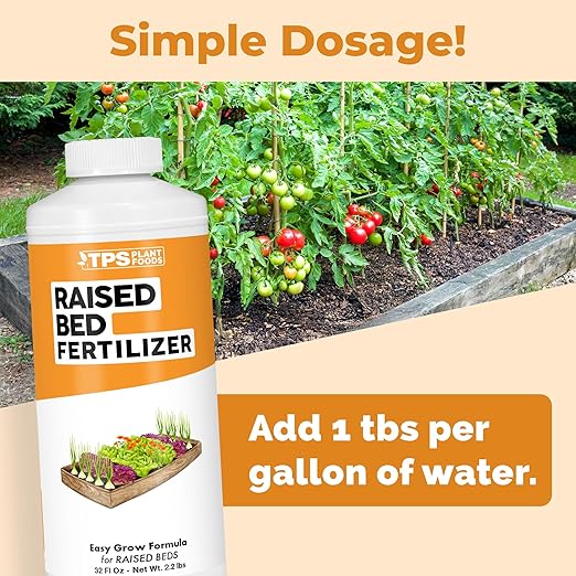 Raised Bed Fertilizer – Liquid Plant Food for Higher Garden Yields, Strong Root Development & Healthy Vegetable Growth, 32 oz