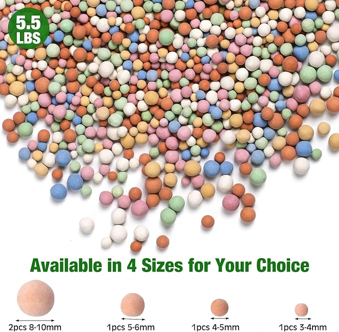 5.5 LBS Leca Clay Pebbles for Plants, Expanded Clay Balls Multi Color, Lightweight Hydroponics Growing Media for Succulents Orchids Aquaponics Drainage Potting Mix Decoration(3-10 mm)