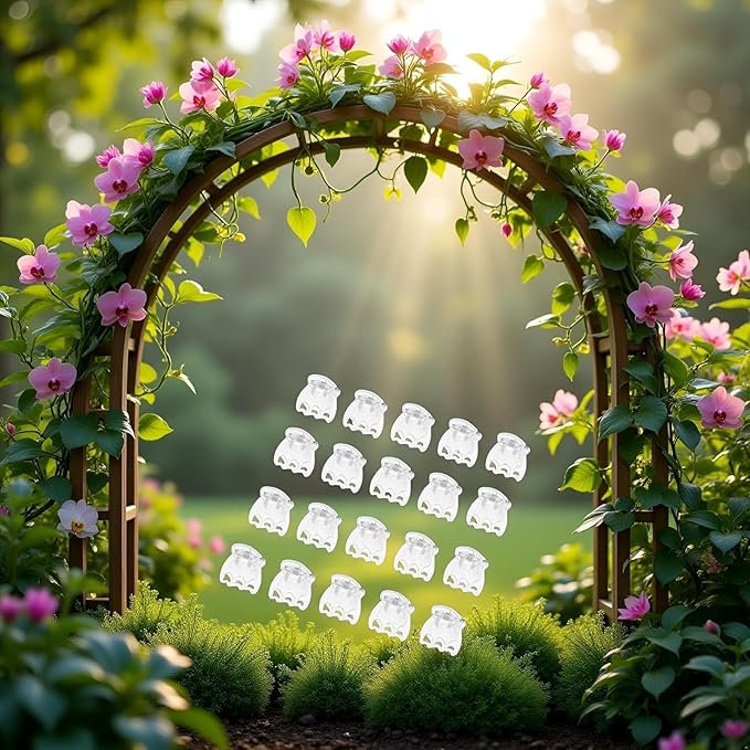 50Pcs Transparent Plant Orchid Clips Flowers Support Clear Fixer for Garden Vine Stem Plants Climbing Clasp Transparent 6 Claws Orchid Clips Plastic Butterfly Plant Support Structures