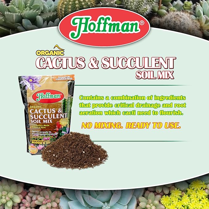 Hoffman Organic Cactus and Succulent Soil Mix to Provide Proper Drainage and Improve Growth in Cacti, 10qts, 3 Pack