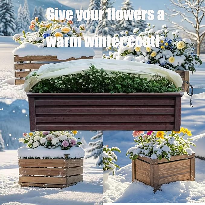 EJW Planter Cover, Plant Covers Freeze Protection,2 Pack 59"*17.7"x15.7" Planter Covers for Winter, Frost Cloths for Outdoor Plants, Raised Bed Covers for Winter.