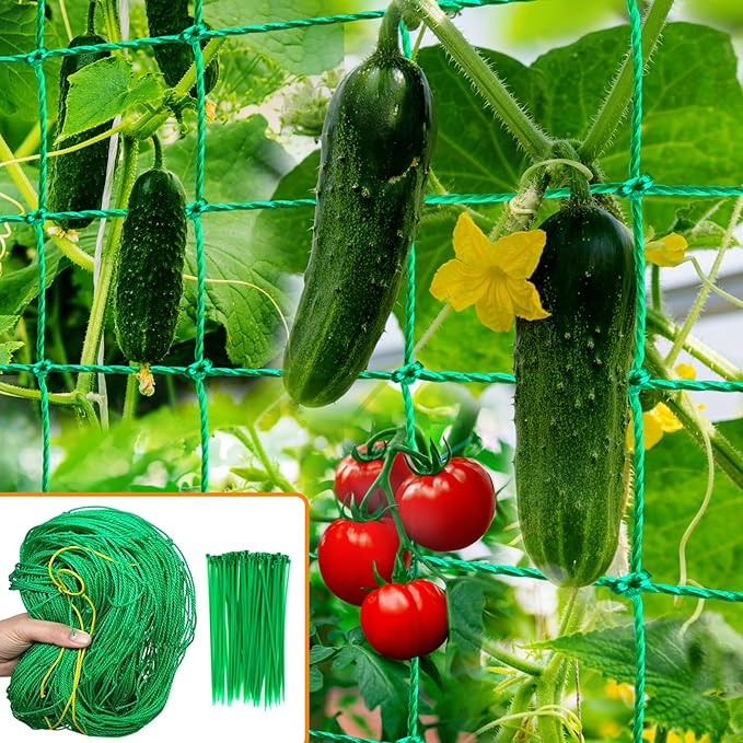 Trellis Netting - Garden Netting for Plants, 6.6x16.4 FT Garden Trellis Netting for Climbing Plants with 27 Strands Nylon Outdoor Indoor, Vegetable Grow Trellis Net for Tomato, Cucumber, Grape, Bean