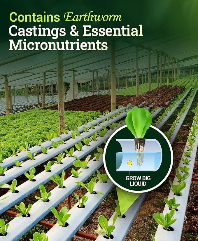 FoxFarm Grow Big Hydroponic Plant Food - 3-2-6 Liquid Plant Fertilizer for Lush Vegetative Growth in Hydroponic Systems - Liquid Concentrate with Earthworm Castings & Micronutrients - 1 Quart
