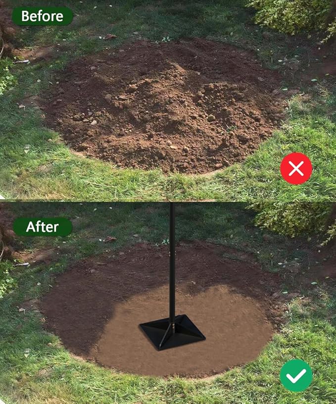 Thickened Garden Steel Tamper with 47 inch Adjustable Handle & Rubber Grip, 8"x8" Heavy Duty Soil Tamper Tool for Ground & Gravel Leveling, Steel Dirt Compactor for Yard, Sand, Driveway