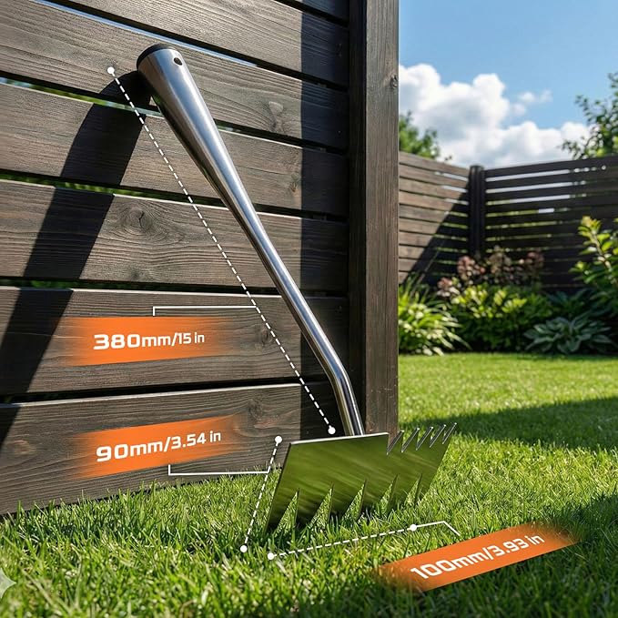 Upgraded Weed Puller Tool, 4-Tooth Stainless Steel Manual Weeder, Garden Weed Remover Tool for Vegetable Gardening Backyard Farm Planting & Weeding