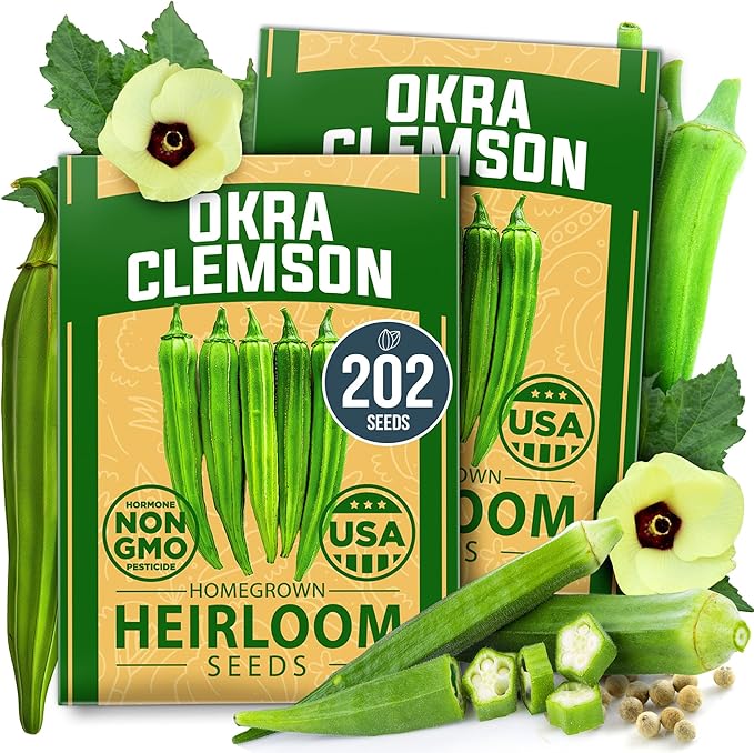 Summer Vegetable & Herb Gardens – 9,300+ Non-GMO USA Seeds – Includes Luffa Gourd (80), Clemson Spineless Okra (300), Thai Basil (876), and Arugula (4,350) – Heirloom Seed Variety Pack