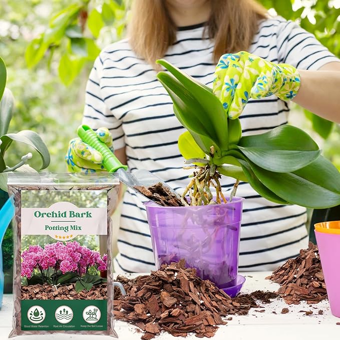 Orchid Potting Mix,Orchid Bark Potting Mix,2QT Natural Orchid Bark Potting Mix with Pine Bark & Perlite for Orchid Potting,Enhanced Drainage,Air Flow and Root Ventilation
