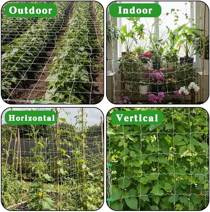Trellis Netting for Climbing Plants 2 Pcs 6x30Ft Garden Trellis Netting Plant Support Net Heavy Duty Climbing Net Trelliss for Vegetables Fruits Grape Beans Tomatoes Peas Pumpkin Flowers Outdoor