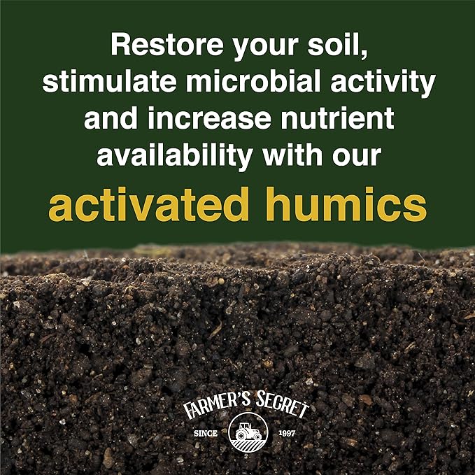 Farmer’s Secret Soil Revitalizer (8oz) - Organic (OMRI Listed) Beneficial Dirt Booster - Activated Humic Acid - Liquid Compost Soil Amendment