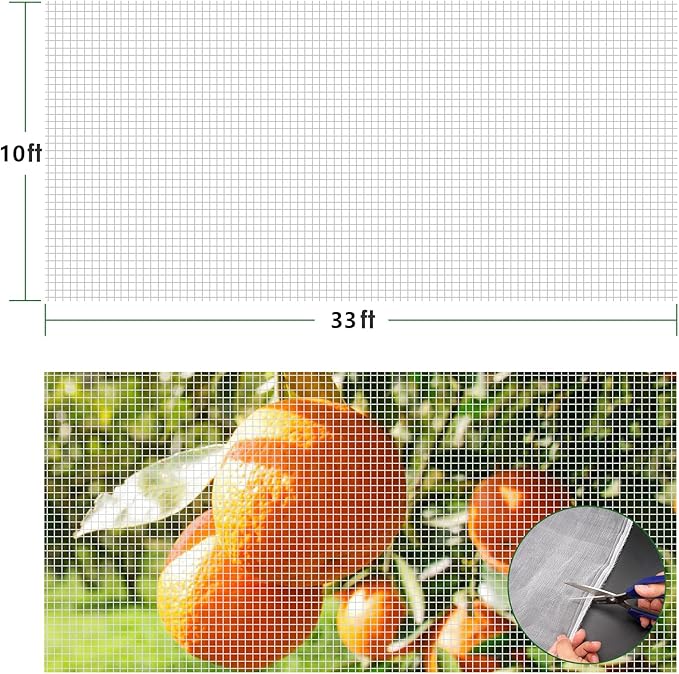 Garden Mesh Netting for Plants-10X33 FT Insect Netting for Garden,Garden Cover,Garden Bug Netting,Berry Netting,Garden Fabric Plant Cover