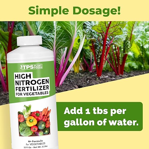 High Nitrogen Fertilizer for Vegetables – Liquid Plant Food for Vigorous Leafy Growth, Strong Stems & Higher Garden Productivity, 32 oz