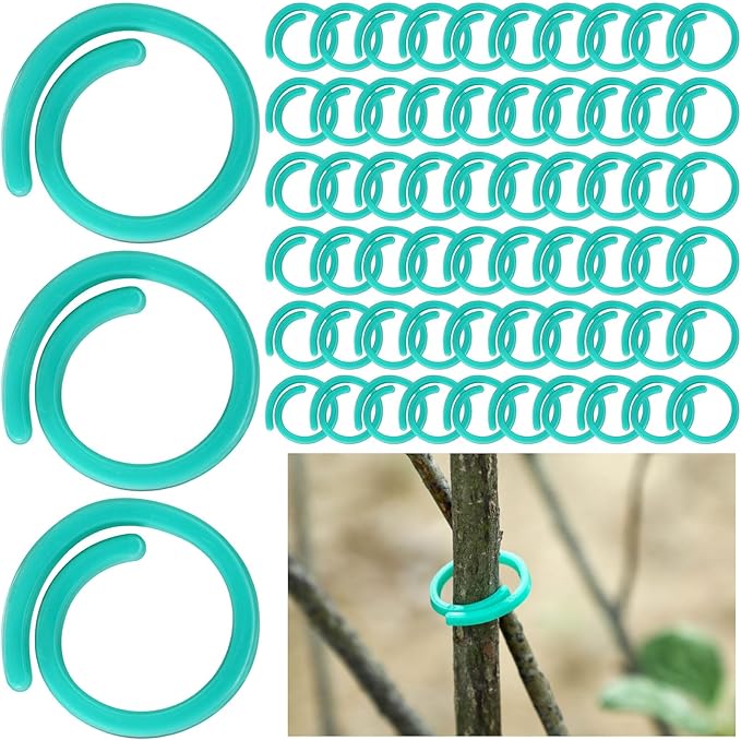 200 Pcs Plant Support Clips Garden Plastic Spiral Plant Clips for Climbing Plants Tomato Grape Vine Flower Lever Fixing Loop Gripper for Garden Netting Climbing Plants, Secured Stem and Vine