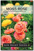 Sow Right Seeds - Moss Rose Seeds for Planting - Portulaca Grandiflora Mix - Double Flower Purslane - Non-GMO Heirloom Variety - Easy to Grow Outdoors - Colorful Annual for Garden & Containers (1)
