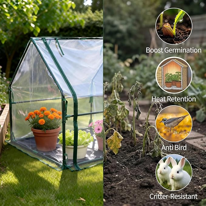 Mini Greenhouse 36"x36"x42" Plant Cover Tent Seed Starting Waterproof Floor Mat Small Plant Tent for Use on Patio Balcony Porch & Indoors/Outdoors