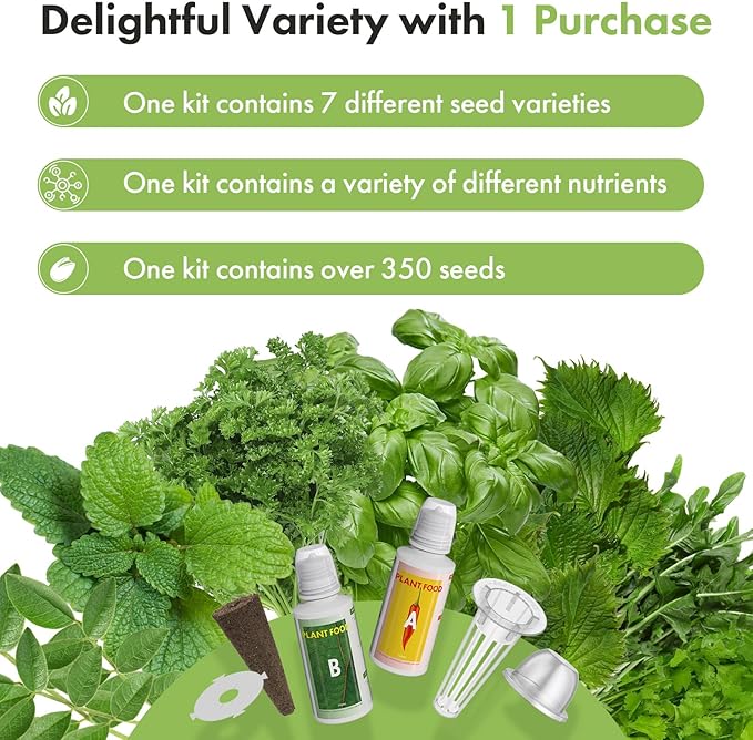 LYKOCLEAN Gourmet Herb Seeds Pod Kit for AeroGarden, idoo, Ahopegarden, MUFGA Hydroponics Garden Include Cilantro, Basil, Parsley, Mint, Liquorice, 7-Pods, 350+ Seeds