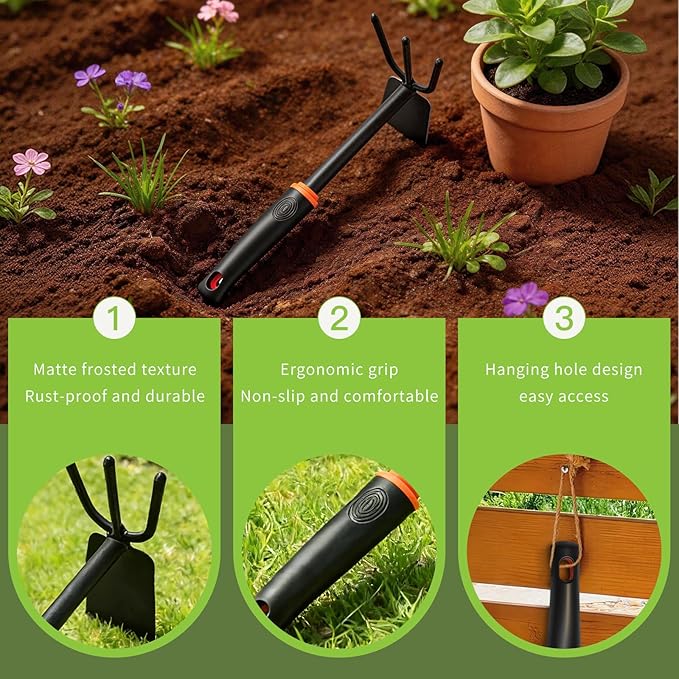 Garden Trowel with Rubber Handle, Multi-Use Flat Garden Hand Trowel for Planting, Weeding, Transplanting, Digging, Small Weeding Knife for Gardening